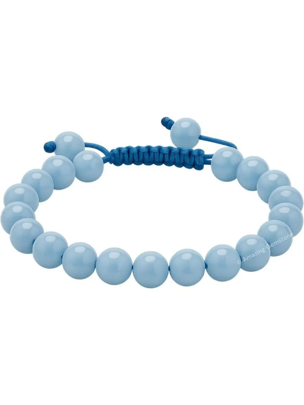 Angelite Healing Crystal Bracelet - 8mm Beaded Adjustable Gemstone Jewelry Gift